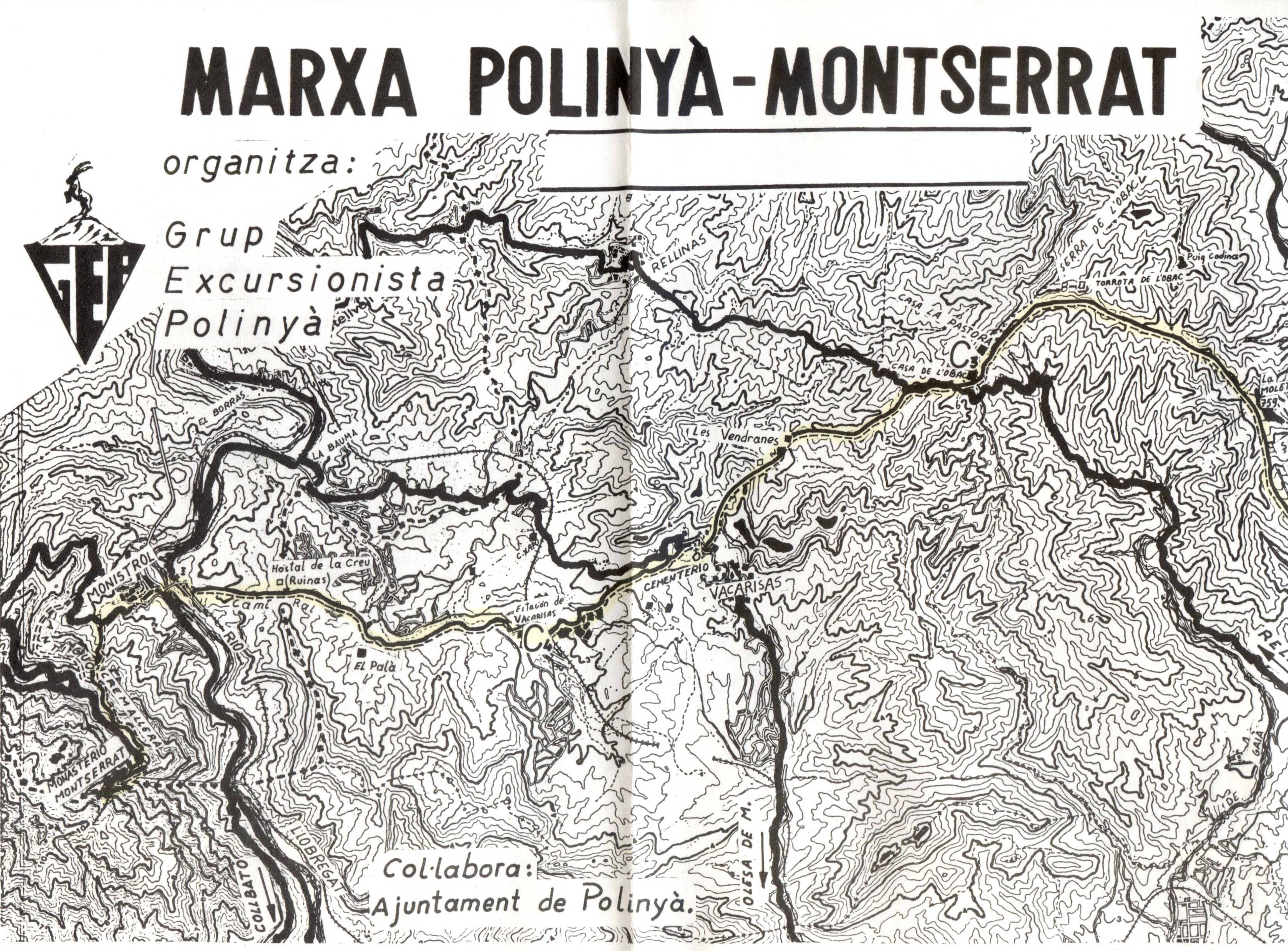 Marxa Polinyà - Montserrat : Mapa : Organitza Grup Excursionista Polinyà - Portada